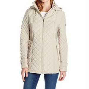 Calvin Klein Women's Quilted Jacket Coat, Detachable Hood, Packable Jacket! Med